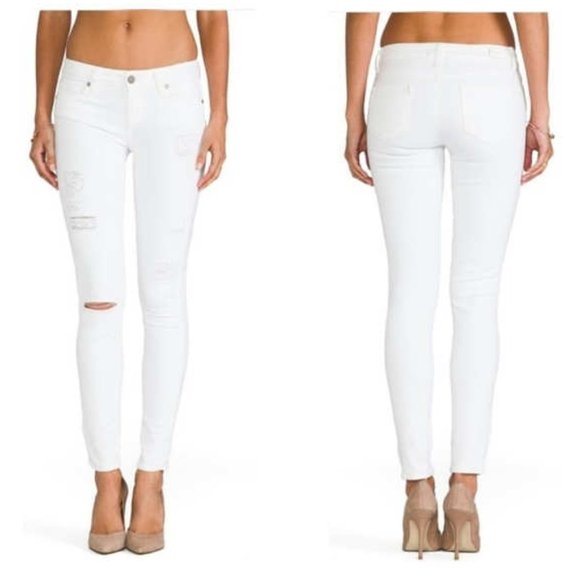 PAIGE Denim - Paige Verdugo Ultra Skinny In Optic White Destructed Size 32